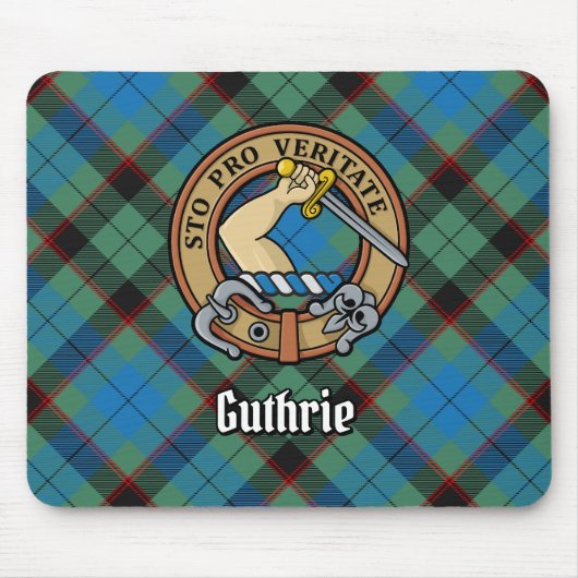 Clan Guthrie Crest over Tartan Muismat (Voorkant)