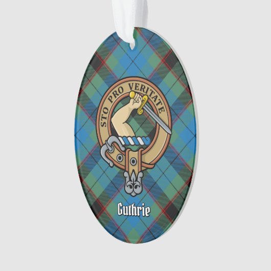 Clan Guthrie Crest over Tartan Ornament (voorkant)