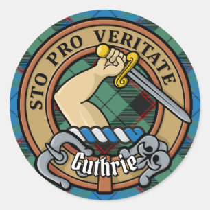 Clan Guthrie Crest over Tartan Ronde Sticker