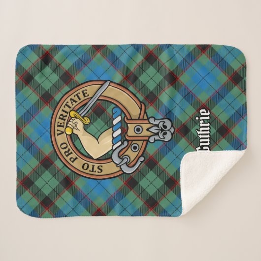 Clan Guthrie Crest over Tartan Sherpa Deken (Voorkant (horizontaal))