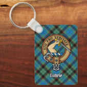 Clan Guthrie Crest over Tartan Sleutelhanger (Voorkant)