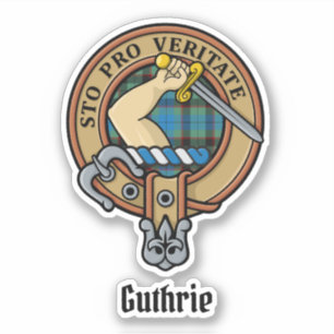 Clan Guthrie Crest over Tartan Sticker