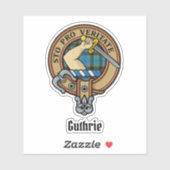 Clan Guthrie Crest over Tartan Sticker (Vel)
