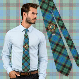 Clan Guthrie Crest over Tartan Stropdas