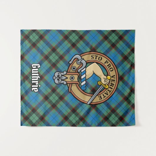 Clan Guthrie Crest over Tartan Wandkleed (Voorkant (horizontaal))