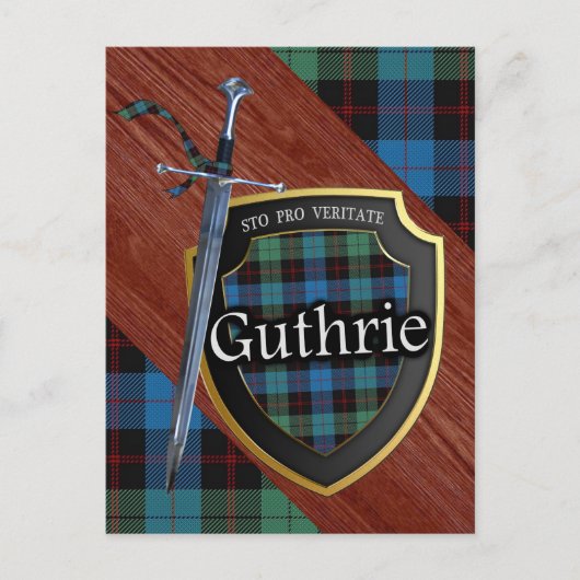 Clan Guthrie Tartan Sword & Shield Briefkaart (Voorkant)