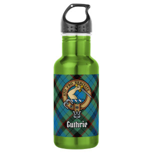 Clan Guthrie-wapen boven tartan Waterfles