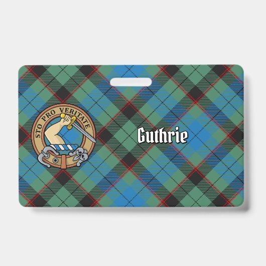 Clan Guthrie Wapen over Tartan Badge (Voorzijde)