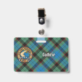 Clan Guthrie Wapen over Tartan Badge (Voorzijde met clip)
