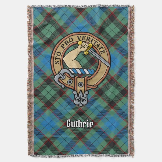Clan Guthrie Wapen over Tartan Deken (Voorkant Verticaal)