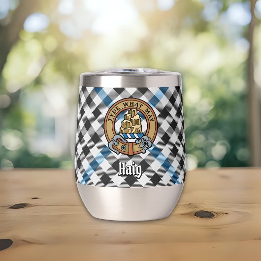 Clan Haig Crest over Check Tartan