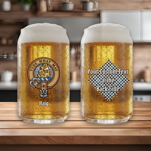 Clan Haig Crest over Check Tartan Blikvorm Glas