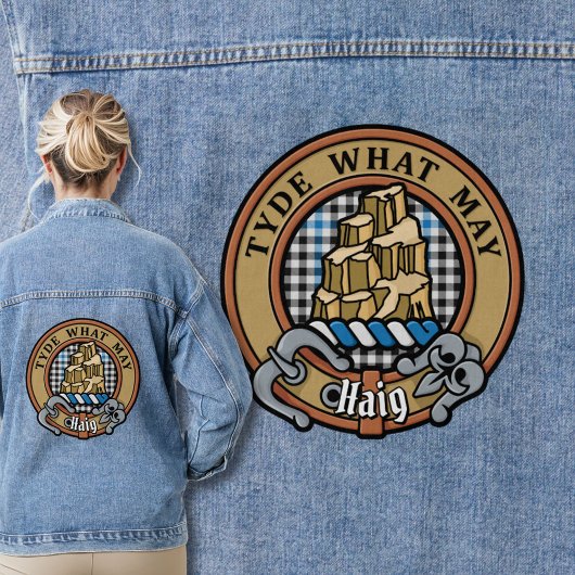 Clan Haig Crest over Check Tartan Denim Jacket