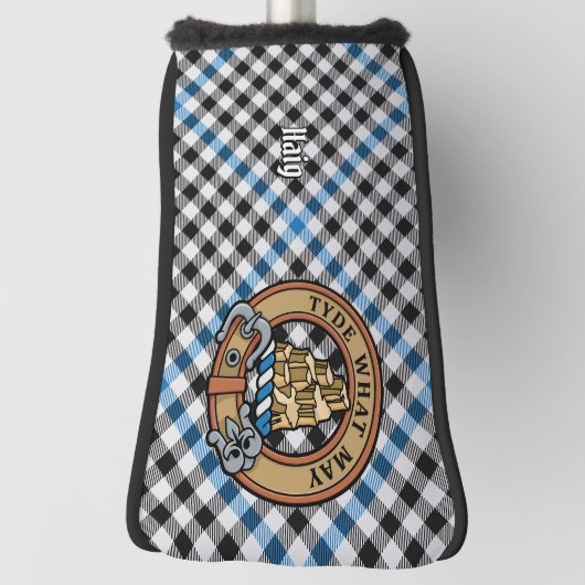 Clan Haig Crest over Check Tartan Golfheadcover (Draai 90)