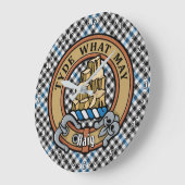 Clan Haig Crest over Check Tartan Grote Klok (Hoek)