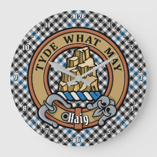 Clan Haig Crest over Check Tartan Grote Klok