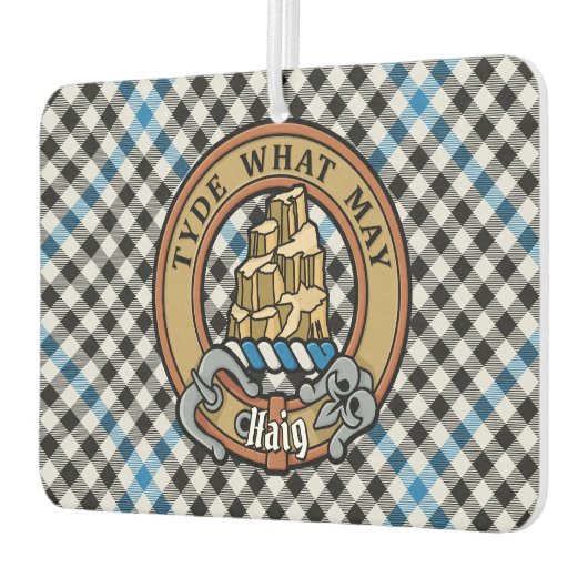 Clan Haig Crest over Check Tartan Luchtverfrisser (Links)