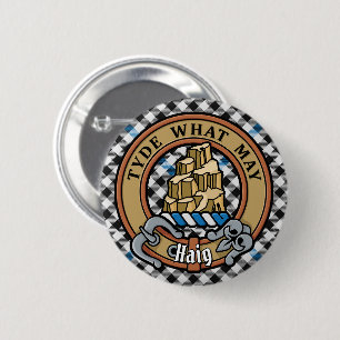 Clan Haig Crest over Check Tartan Ronde Button 5,7 Cm