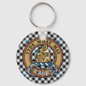 Clan Haig Crest over Check Tartan Sleutelhanger (Voorkant)