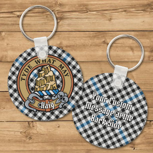 Clan Haig Crest over Check Tartan Sleutelhanger