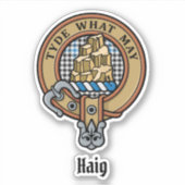 Clan Haig Crest over Check Tartan Sticker (Voorkant)