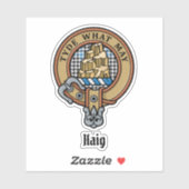 Clan Haig Crest over Check Tartan Sticker (Vel)