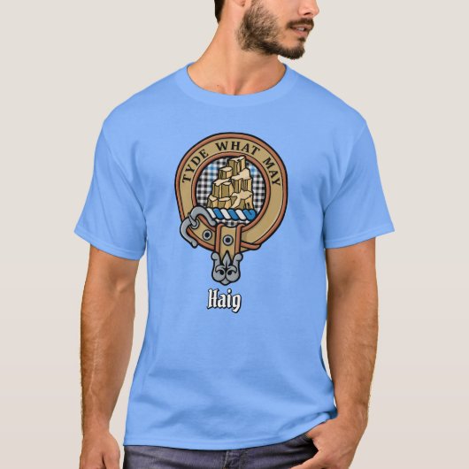 Clan Haig Crest over Check Tartan T-shirt (Voorkant)