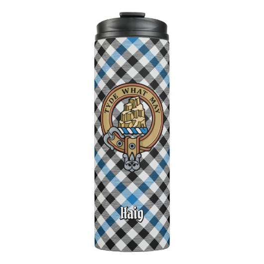 Clan Haig Crest over Check Tartan Thermosbeker (Voorkant)
