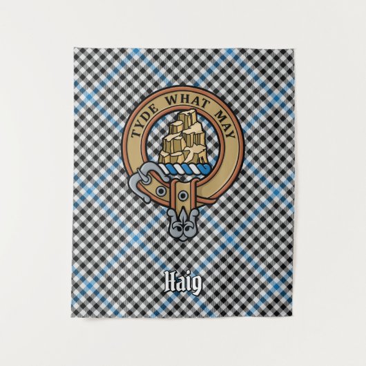 Clan Haig Crest over Check Tartan Wandkleed (Voorkant)