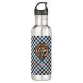 Clan Haig Crest over Check Tartan Waterfles (Voorkant)