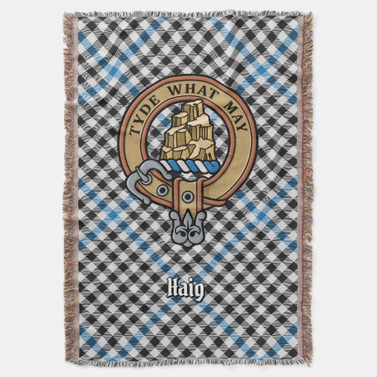 Clan Haig Crest over tartan Deken (Voorkant Verticaal)