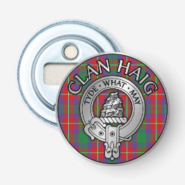 Clan Haig Crest & Tartan Button Flesopener