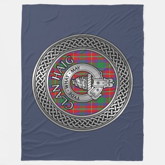 Clan Haig Crest & Tartan Knot Fleece Deken (Voorkant)