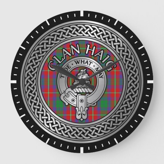 Clan Haig Crest & Tartan Knot Grote Klok (Voorkant)