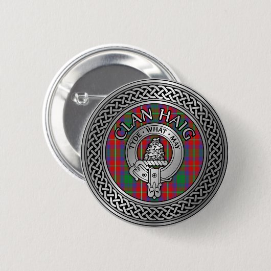 Clan Haig Crest & Tartan Knot Ronde Button 5,7 Cm (Voorkant /achterkant)