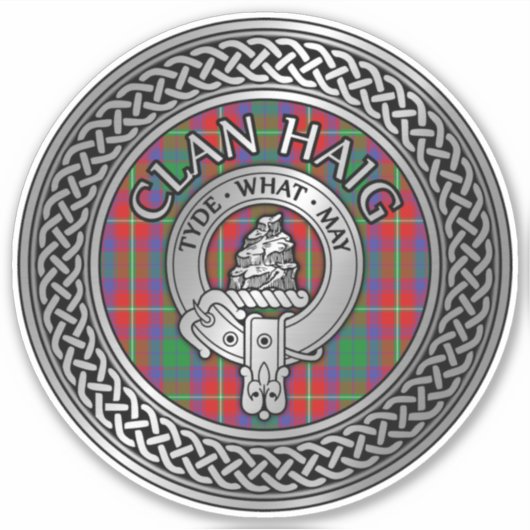 Clan Haig Crest & Tartan Knot Sticker (Voorkant)