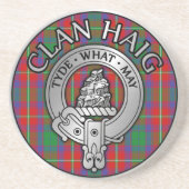 Clan Haig Crest & Tartan Zandsteen Onderzetter (Voorkant)