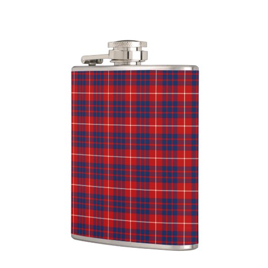 Clan Hamilton Bright Red en Royal Blue Tartan Heupfles (Links)