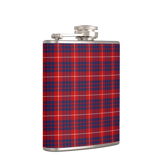 Clan Hamilton Bright Red en Royal Blue Tartan Heupfles (Rechts)
