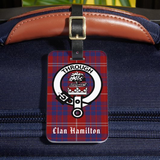Clan Hamilton Crest en Tartan Bagagelabel (Voorkant Insitu 2)