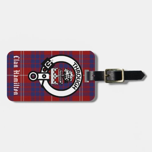 Clan Hamilton Crest en Tartan Bagagelabel (Voorkant horizontaal)