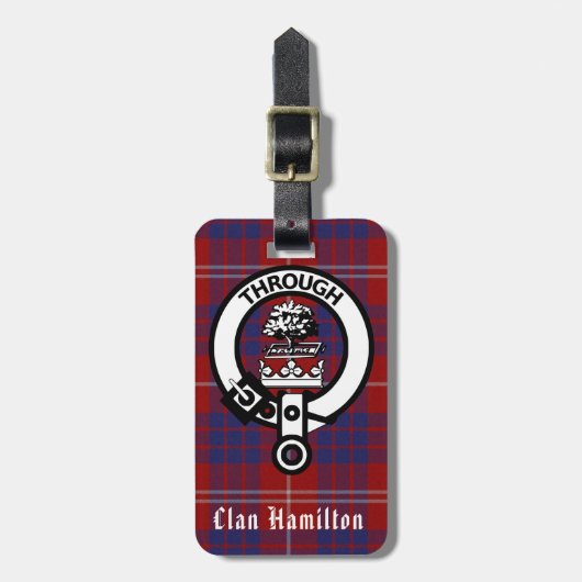 Clan Hamilton Crest en Tartan Bagagelabel (Voorkant verticaal)