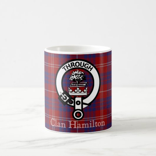 Clan Hamilton Crest en Tartan Coffee Mok (Center)
