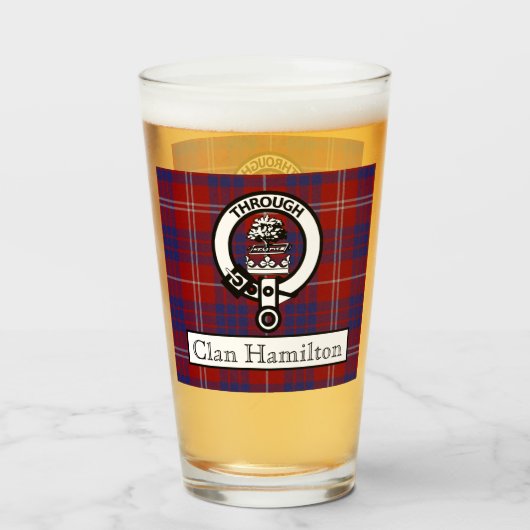 Clan Hamilton Crest en Tartan Glas (Voorkant gevuld)