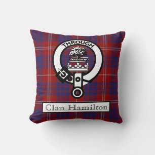 Clan Hamilton Crest en Tartan II Kussen