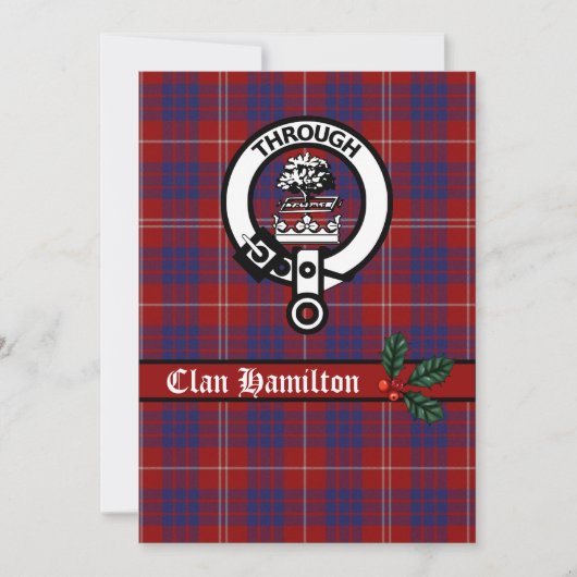 Clan Hamilton Crest en Tartan KerstKaart (Voorkant)