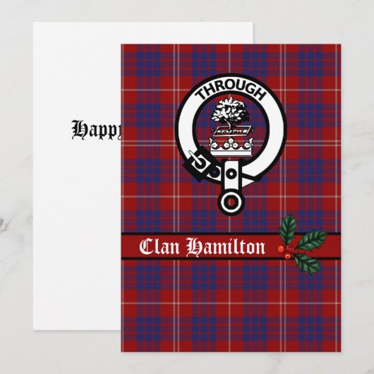 Clan Hamilton Crest en Tartan Kerstkaart (Voorkant / Achterkant)