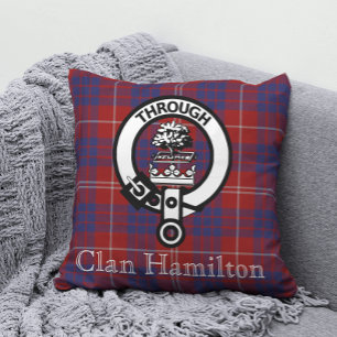 Clan Hamilton Crest en Tartan Kussen
