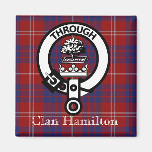 Clan Hamilton Crest en Tartan Magnet
