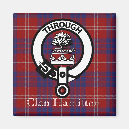 Clan Hamilton Crest en Tartan Magnet (Voorkant)